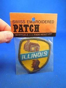 Vintage Swiss Brand Illinois Abe Lincoln Washable Embroidered Sew On Patch - Picture 1 of 2
