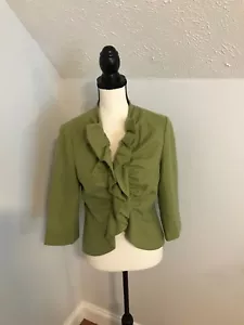 Anthropologie Tabitha Green 3/4 Sleeve Ruffled Wool Blend Blazer - Size 10 - Picture 1 of 9