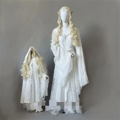 Lord of the Rings The Hobbit Galadriel Outfits Wig Adult/kids Cosplay Costume  - Image 1 of 4