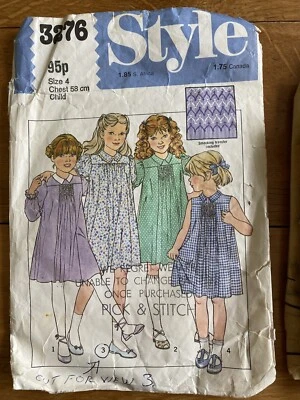 Vintage 70’s Style Sewing Pattern 3276 Size 4 Girls Dress Complete - Image 1 of 3