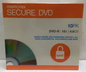 Memorex Secure DVD beschreibbare Medien DVD-R 16x 4,60GB 10er-Pack schmale Schmuckhülle - Bild 1 von 3