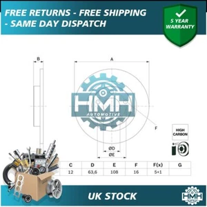 Fits Volvo XC40 2017-2024 XC60 2012-2015 HMH Rear Brake Disc 31471476 - Picture 1 of 4