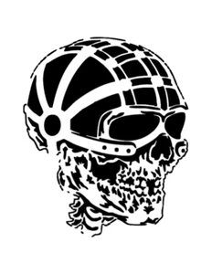 Biker Skull with Helmet Stencil 11" x 8.5" Custom Stencil FAST FREE SHIPPING - Picture 1 of 1