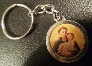 Religious Key Chain St. Anthony double sided silvertone♡♡ - Picture 1 of 2