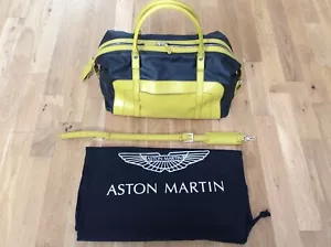ASTON MARTIN VANTAGE LARGE LEATHER HOLDALL LUGGAGE BAG YELLOW/BLACK GENUINE AM - Picture 1 of 7