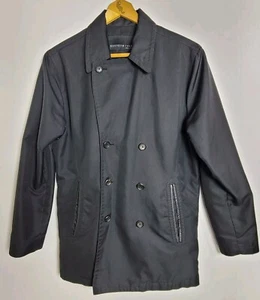 Kenneth Cole Pea Coat Jacket Men M Black Button Double Breasted - Picture 1 of 11