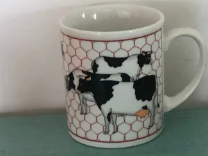 Taza de vaca Holstein vintage Takahashi JApan San Francisco alambre de pollo casa de campo - Imagen 1 de 2