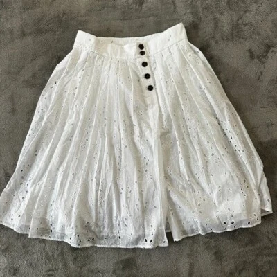 Falda midi blanca con ojales 100 % algodón Ann Taylor para mujer 14 Petite 14P nueva con etiquetas Foto 1 de 4