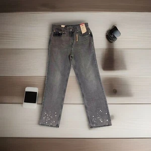 Levi's Y2K Damen Mid-Rise Low Pro Straight Jeans Grau Waschung Größe 29x30 Bleached - Bild 1 von 11