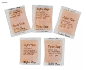50 x 10g indicating silica gel desiccant sachets remove moisture, reusable - Picture 1 of 2
