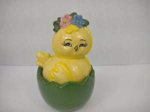 Vintage Ceramic Easter Chick Egg Sugar Bowl Handmade '77 Figurine Trinket Box - Picture 1 of 11