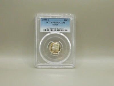 1999-S ROOSEVELT DIME SILVER PROOF GRADED PCGS PR69DCAM - Image 1 of 2