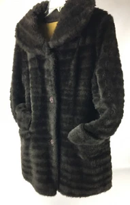 Vintage Minclette by Malden Mills Women's Dark Brown Faux Mink Coat - Picture 1 of 11