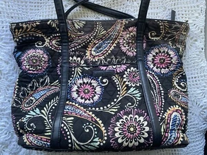 Vera Bradley Tote Bag And Wallet Banana Swirl 11” H X 14” W Black Multicolor - Picture 1 of 14