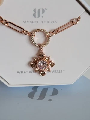 Bomb Party OG 项链 "Heaven Sent You" 透明立方氧化锆,玫瑰金电镀 — 第 1/4 张图片