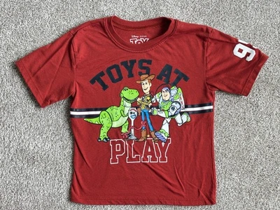Disney Shirt Toy Story Toys at Play Kids Size 4 Red Short Sleeve Woody Buzz Rex - Image 1 of 4