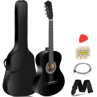 38" Acoustic Guitar Full Size Adult Black Includes Guitar Pick  Accessoriies - Image 1 of 4