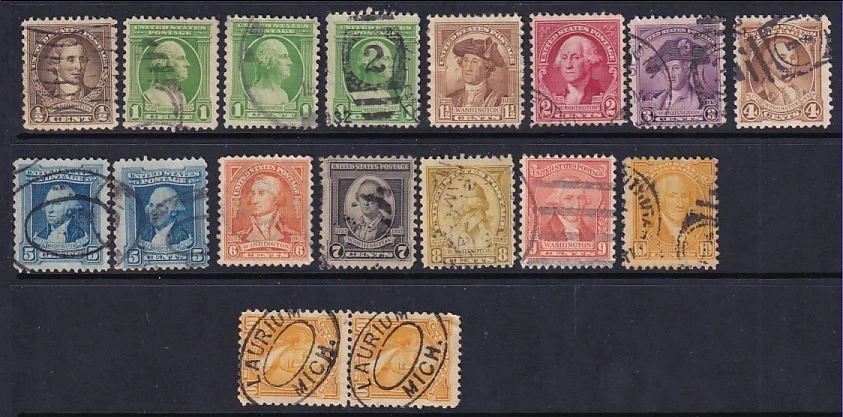 VERY FINE USED GEORGE WASHINGTON SET US #704-715 CV$4.00 - Image 1 of 1