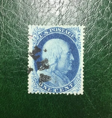 Bonito (1857) Franklin Blue Type V #24 EE. UU. Posición Usada 6R7 PSE Calificado 80 Foto 1 de 4