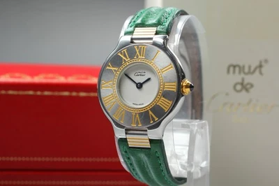 Vintage [quase perfeito estado com caixa] Relógio Feminino Cartier Must de 21 125000P Quartzo Dourado - Imagem 1 de 4