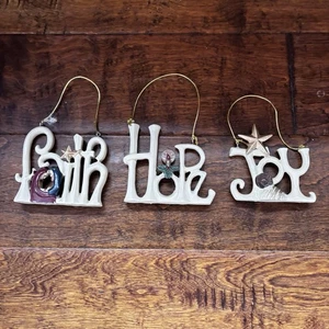 Avon Set Of 3 Christmas Ornaments , Hope , Joy , Faith - Picture 1 of 5