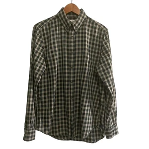 Steven Alan Men's Button Down Shirt Checkered Green Medium USA Made - Picture 1 of 5