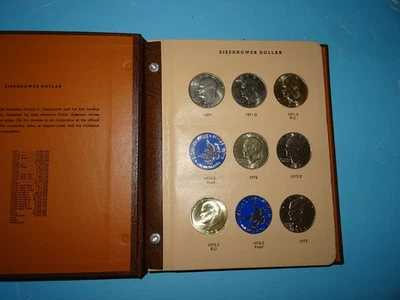 Complete 1971-1978 Eisenhower Dollar 32 Coin Dansco Set #8176 w/ Proofs Silver - Image 1 of 4