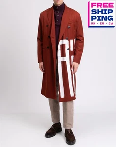 RRP€2710 VALENTINO Wool Coat IT48 US38 M Brown Oversized Painted 'Always' - Picture 1 of 12