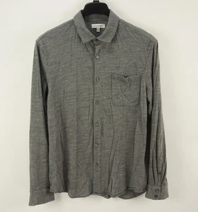 Club Monaco Men's XL Long Sleeve Gray Heather Light Knit Wool Button Up Shirt - Picture 1 of 8