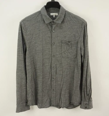 Club Monaco Men's XL Long Sleeve Gray Heather Light Knit Wool Button Up Shirt - Image 1 of 4