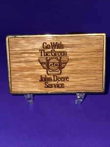 1986 John Deere Service Go With The Green Stoplight Wood Inlay Belt Buckle Lt Ed - Picture 1 of 6