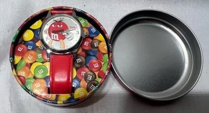 VTG M&M's Fun Watch in Red Tin NIB NEW Never Worn 2008 Analog Candy Character - Picture 1 of 3