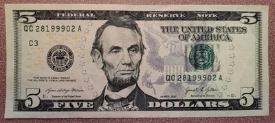 2021 $5 Dollar Bill Birthday/Anniversary note February/28/1990 - Image 1 of 2