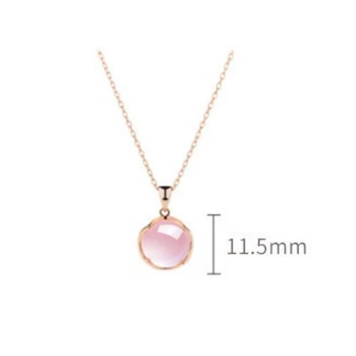 Collar de Cristal Rosa Forma Redonda Cadena Clavícula Mujer Moda Cuentas Joyería Foto 1 de 4