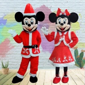 Xmas Mickey & Minnie Mouse Mascot Costume Suits Party Dress Character Gift - Picture 1 of 6