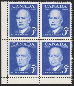 ARTHUR MEIGHEN, PRIME MINISTER = Canada 1961 #393 MNH LL BLANK Block of 4 - Bild 1 von 1