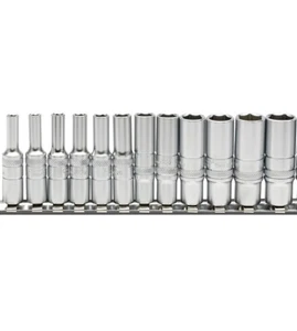 DRAPER Expert 1/4" Drive 6 Point Hex Metric Socket Set On Metal Rail 12 PCE DEEP - Picture 1 of 2