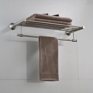 Toallero de baño de doble capa soporte estante soporte de almacenamiento níquel cepillado - Imagen 1 de 11