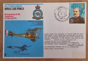 RAF Nº 27 1974 Escuadrón Reforma Primer Día Cubierta Con Inserto - Imagen 1 de 2