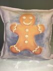 Edged Handmade Digital Printed Christmas Gingerbread Man Cushion Cover