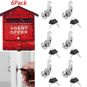 6 Pack Cabinet Cam Lock Set 3/4" Cylinder Replacement Lock for Drawers Mailbox - Picture 1 of 10