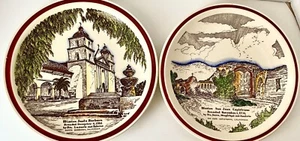 2 Vernon Kilns Mission Plates Santa Barbara/San Juan Capistrano Vintage New - Picture 1 of 5