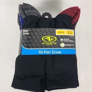 NEW Athletic Works Boys' Size L 3-9 Crew Socks 10 Pairs - Picture 1 of 5