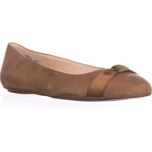 Nine West Benna 8 M Dark Natural Beige Suede Leather Flats Ballet Slip on Pumps - Picture 1 of 6