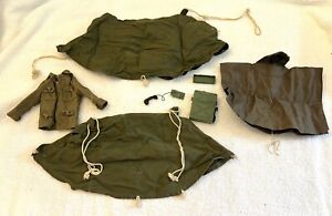 Vintage GI Joe Lot 2 Pup Tent Field Jacket Poncho Field Phone w Condition Issues