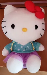 Sanrio Hello Kitty Plush 9" Blue Polka Dot Hoodie & Purple Tutu Skirt - Picture 1 of 3