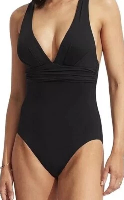 Seafolly Collective Women’s Size US 12 Crisscross Plunge One-Piece Swimsuit - Image 1 of 4