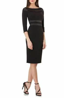 JS COLLECTIONS  ILLUSIONS TRIM NECK COCKTAIL BLACK DRESS sz 2 - Image 1 of 4