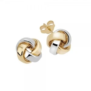 Ohrstecker 585 Gold, Knoten bicolour 10,3 mm Ohrringe 1 Paar Neu 2-farbig - Bild 1 von 5