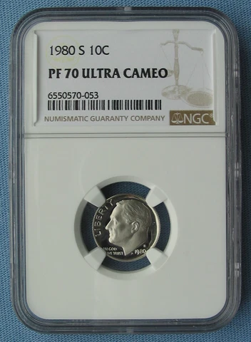 1980 S Proof Roosevelt Dime - NGC Graded PF 70 Ultra Cameo (10C pr70) Cover